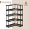 Costway Corner Bookshelf 5-Tier L-Shaped Bookcase 71" Tall Etagere Bookshelf with Metal Frame Brown/Gray